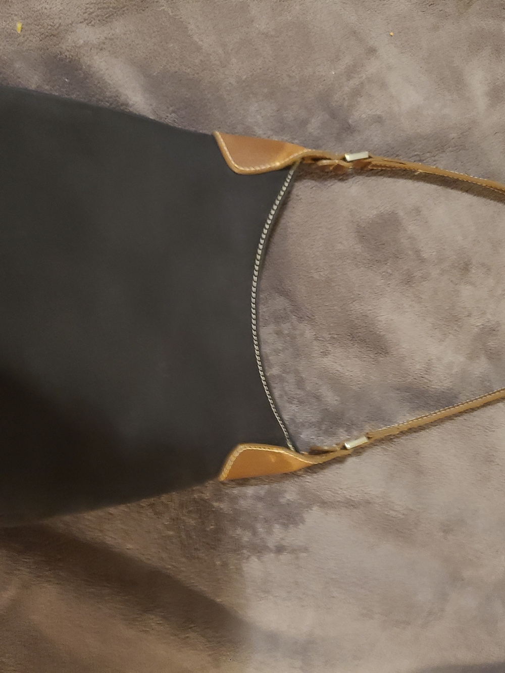 Classic Black Tote with Tan Trim - Women's Shoulder Bag